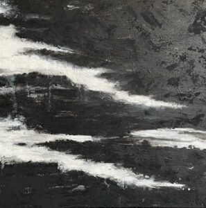 Horizon 50x50 Fusain, encre Chine, acrylique sur toile 2026