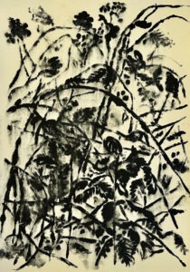 70x50-La ou il y avait des ronces-Papier, version1-Monotype aux encres de gravure-Papier Fabriano ivoire-2026-Rafaele Ide